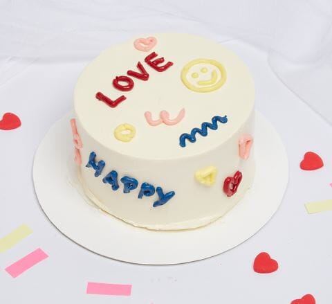 Vanilla Cream Love Cake On A White Background