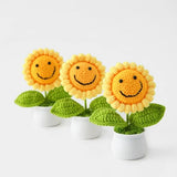 Crochet Smiling Sunflower Pot