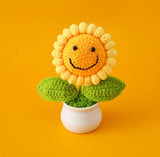 Crochet Smiling Sunflower Pot