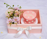 Mini Cake And Flower Box Sets, Pink On A White Background