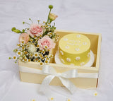 Mini Cake And Flower Box Sets, Yellow On A White Background