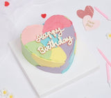 Pastel Heart Birthday Cake On A White Background