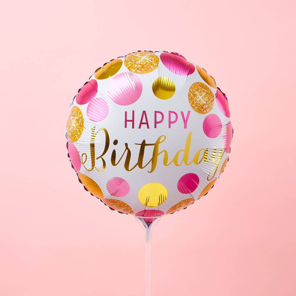    Pink_Gold Spotted Happy Birthday Foil Balloon