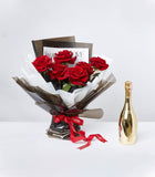    Roses Bouquet with wine 