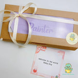 Name-embroidered Purple  Saliva Towel Baby Gift Box