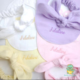 Saliva Towel With Bow In White, Yellow, Purple And Pink for newborns