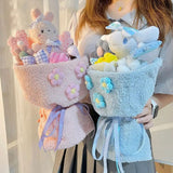 knitted teddy bear  bouquet blue and pink