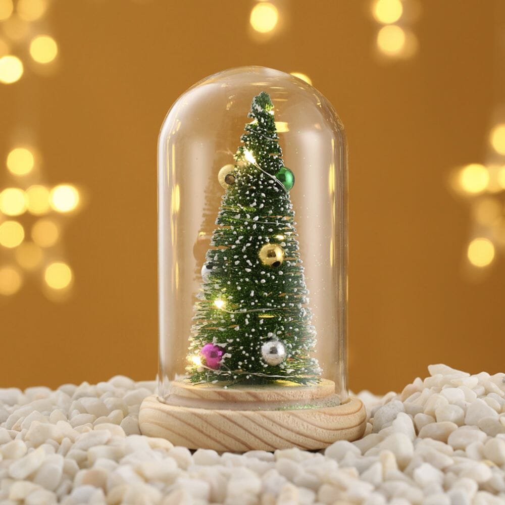 Christmas tree lamp in a glass dome